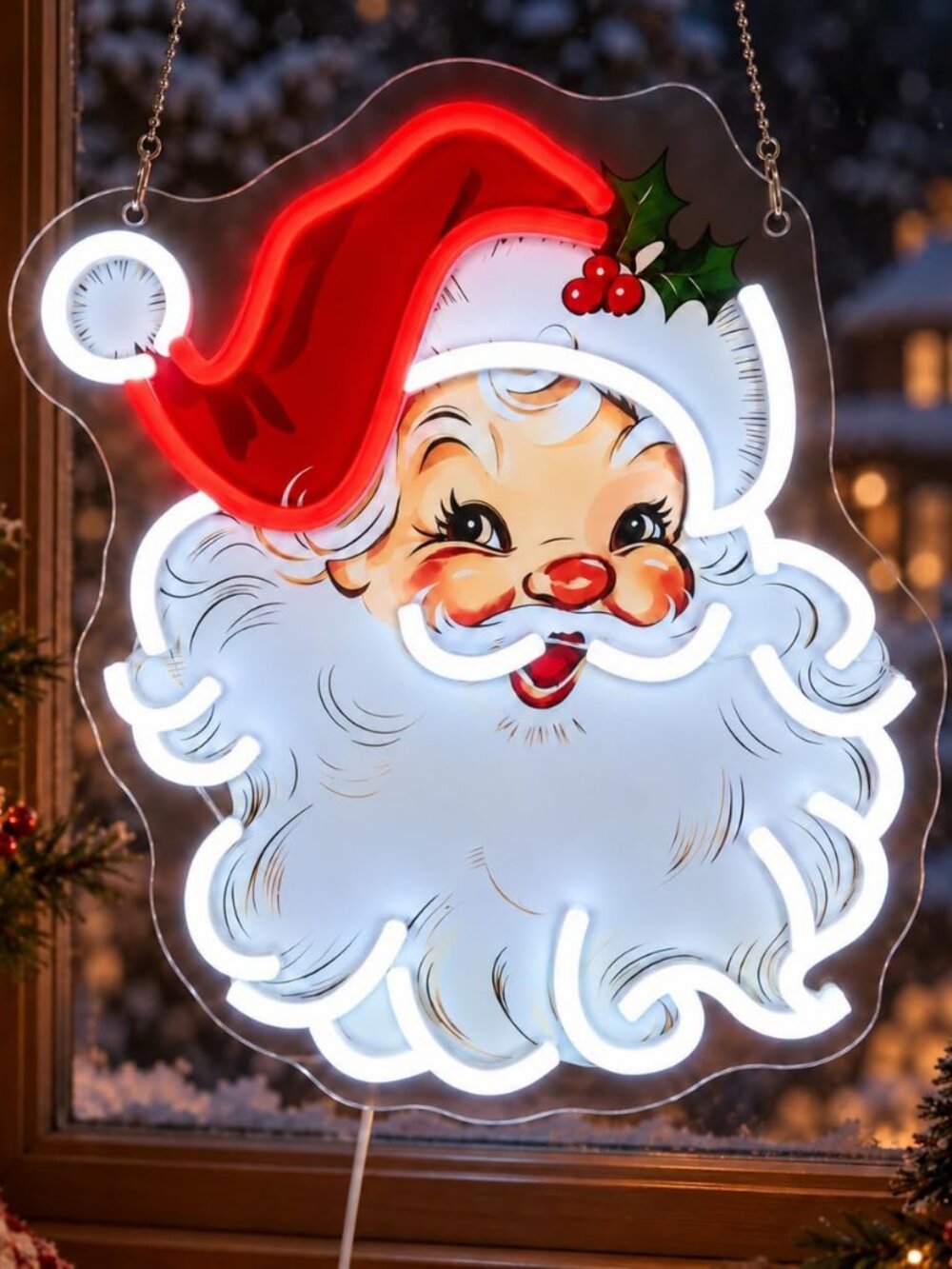 NEW Vintage Santa Claus LED Neon Sign USB Retro Christmas Dimmable Decor